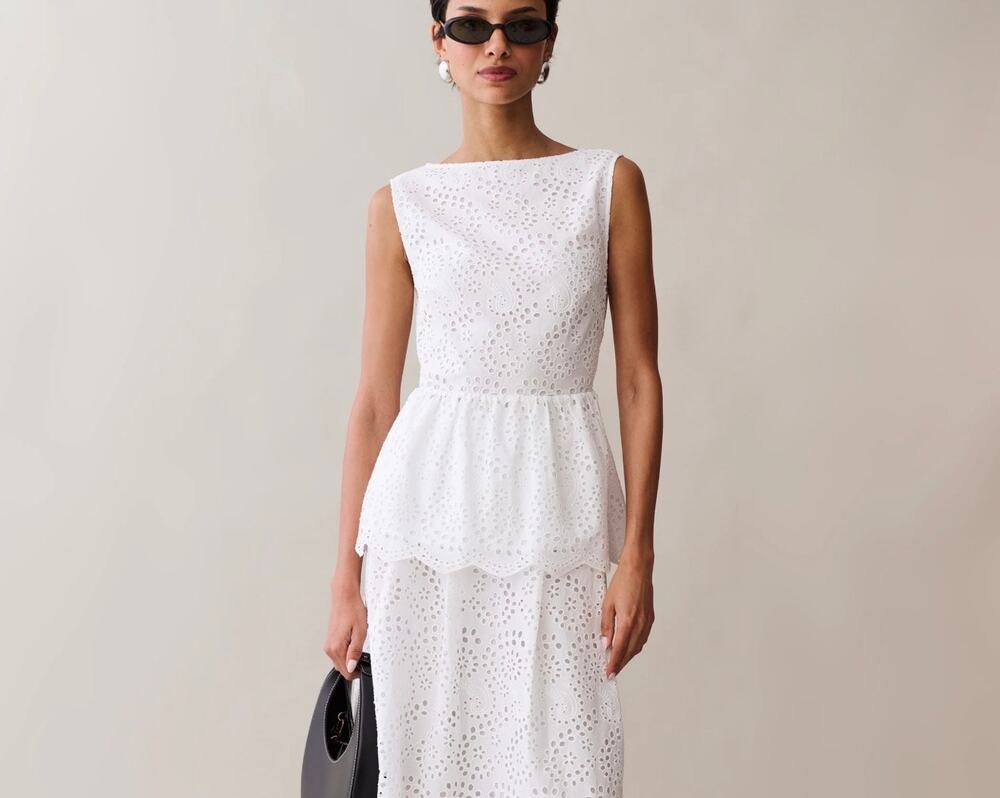 New few moda O.P.T Pilar cotton eyelet lace top $172 sz 6